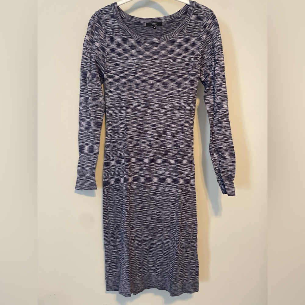 Tart Long Sleeve Gray Patterned Dress